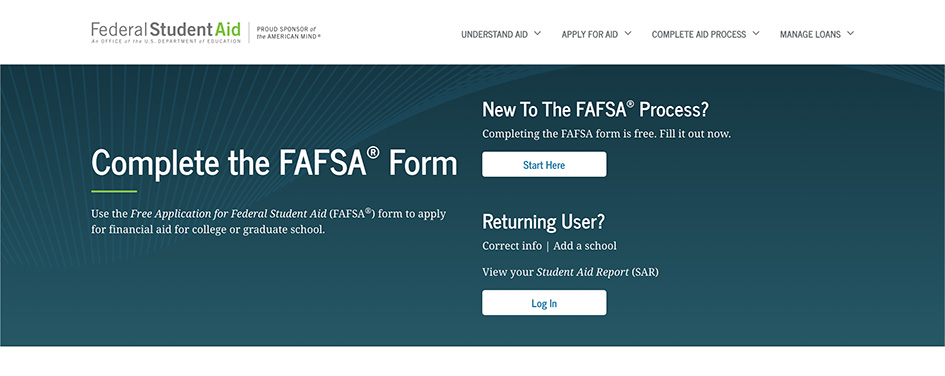 FAFSA login screen